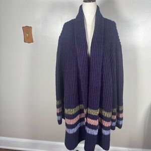 Talbots Open Front Marl Stripe Heavy Fuzzy Knit Plus Size 3X Cardigan Sweater